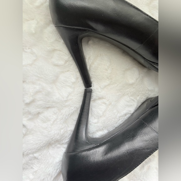 Franco Sarto size 7.5M DEMI Black Leather Patent Trim Platform Pumps Stiletto - Picture 3 of 13